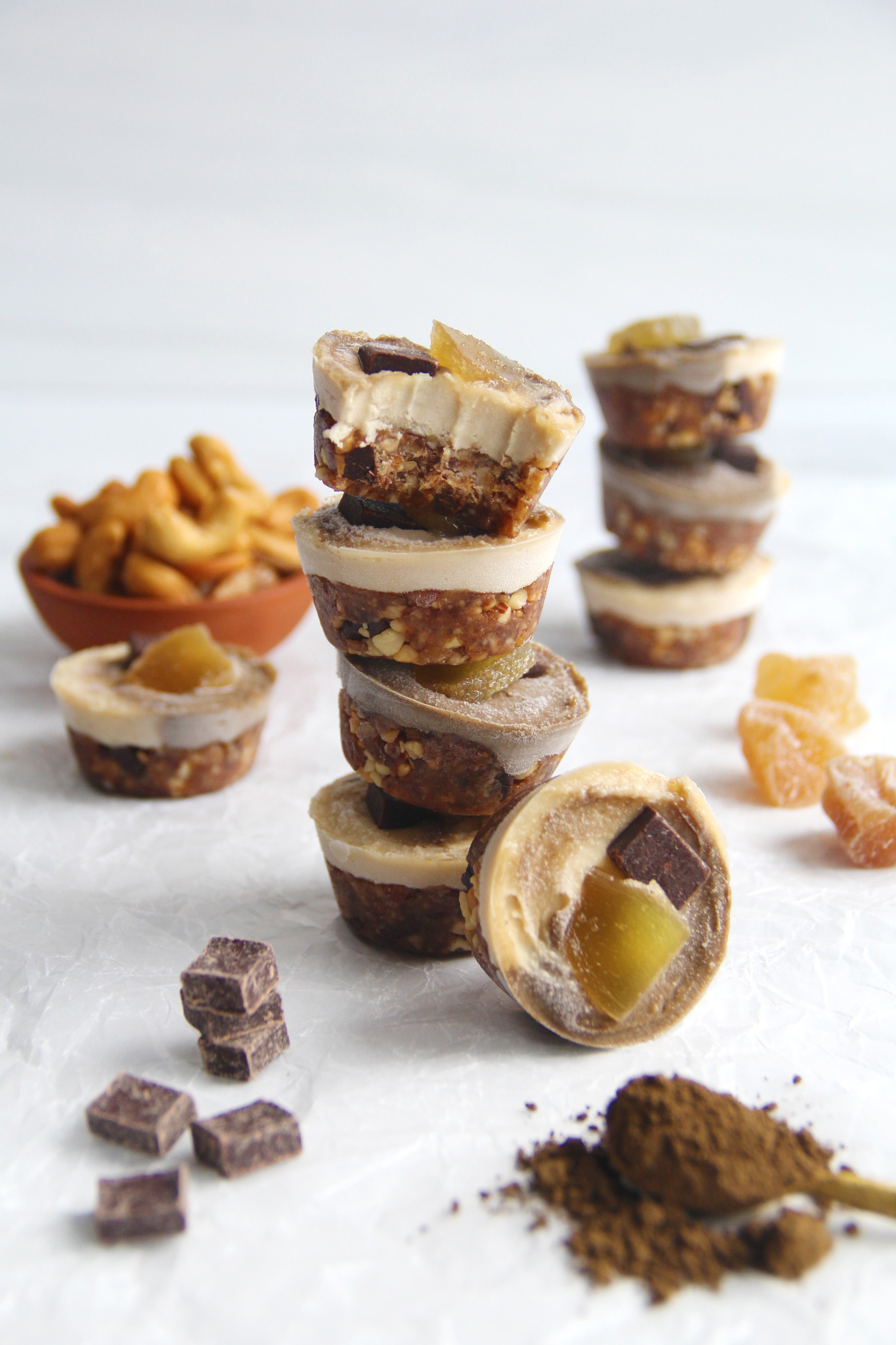 Mini Vegan Hojicha Ginger Cheesecakes (No-Bake & Gluten-Free)