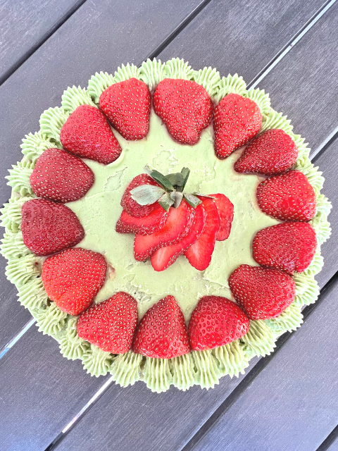 Strawberry Matcha Birthday Cake