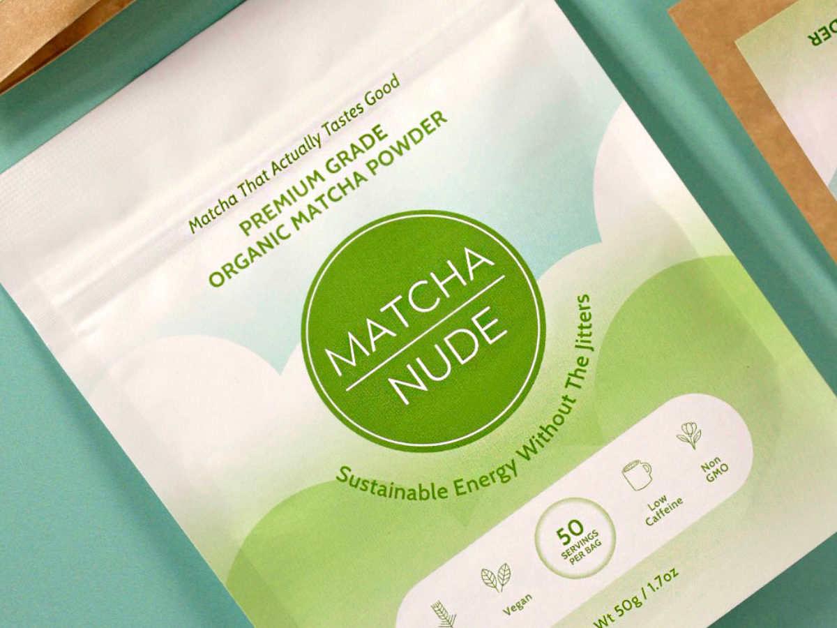 Matcha Nude 50 serving bag of premium grade organic matcha that actually tastes good. Sustainable Energy without the jitters