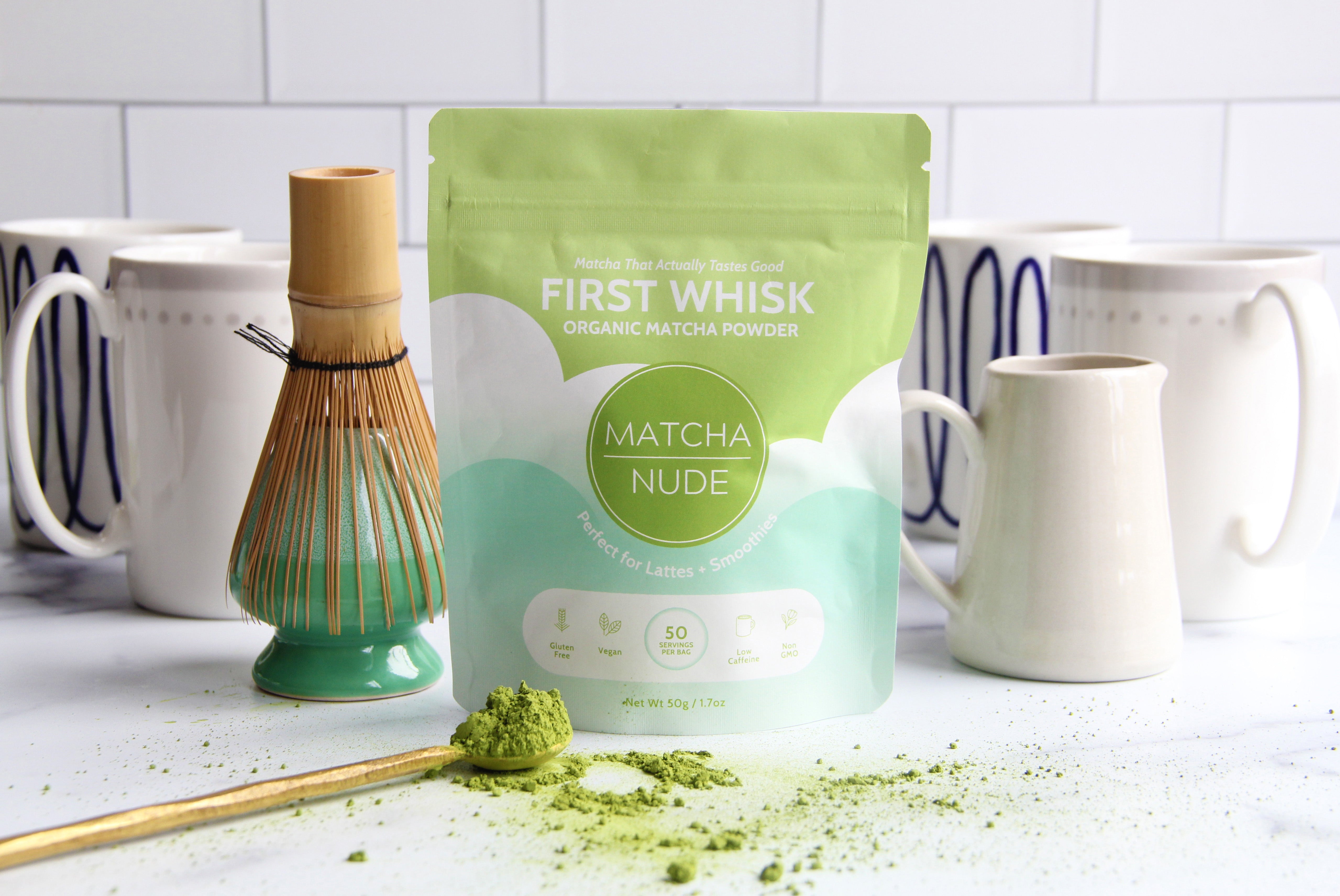 First Whisk Organic Matcha Powder 50g – beginner-friendly, shade-grown Japanese matcha for lattes or daily sipping