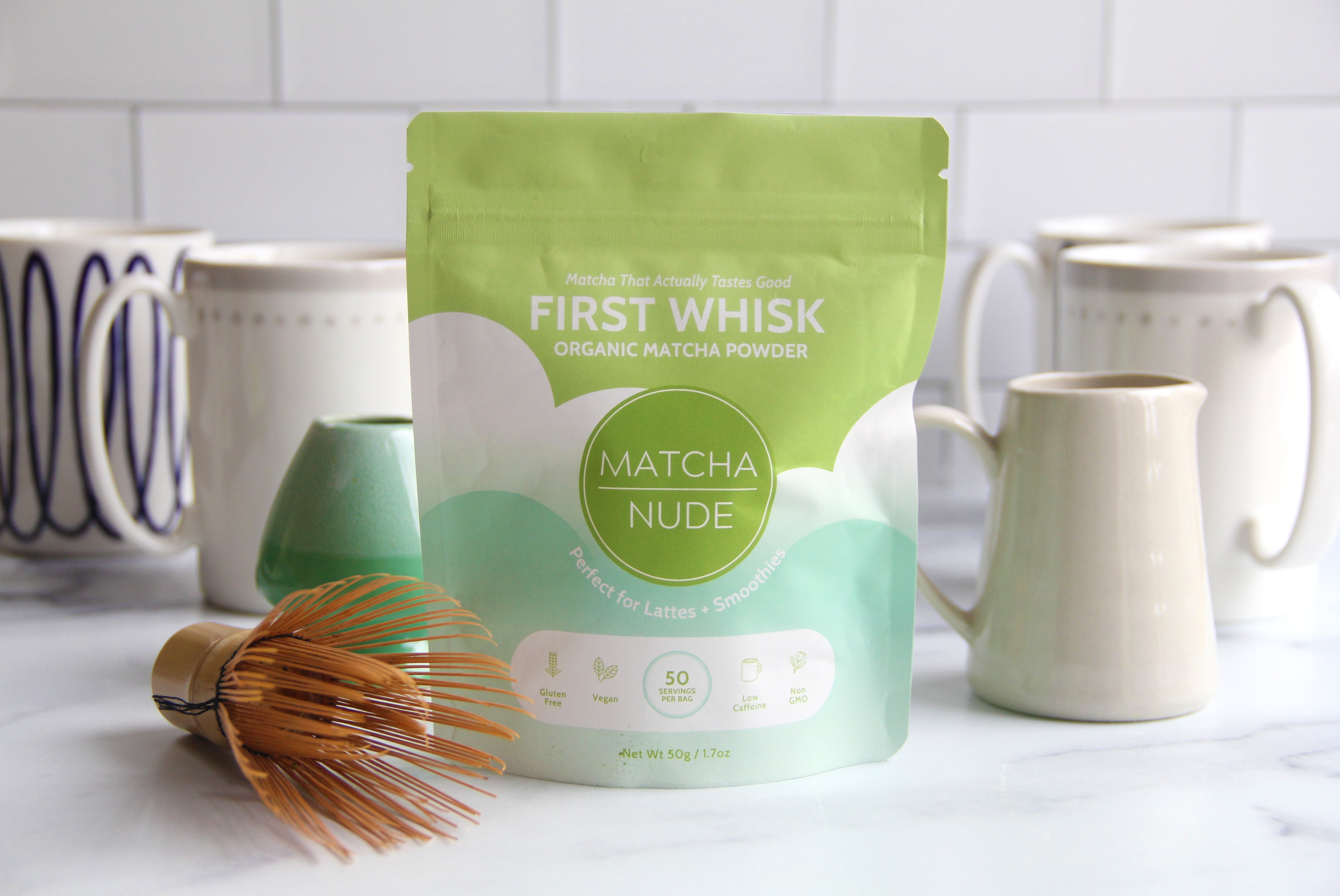 First Whisk Organic Matcha Powder 50g – beginner-friendly, shade-grown Japanese matcha for lattes or daily sipping