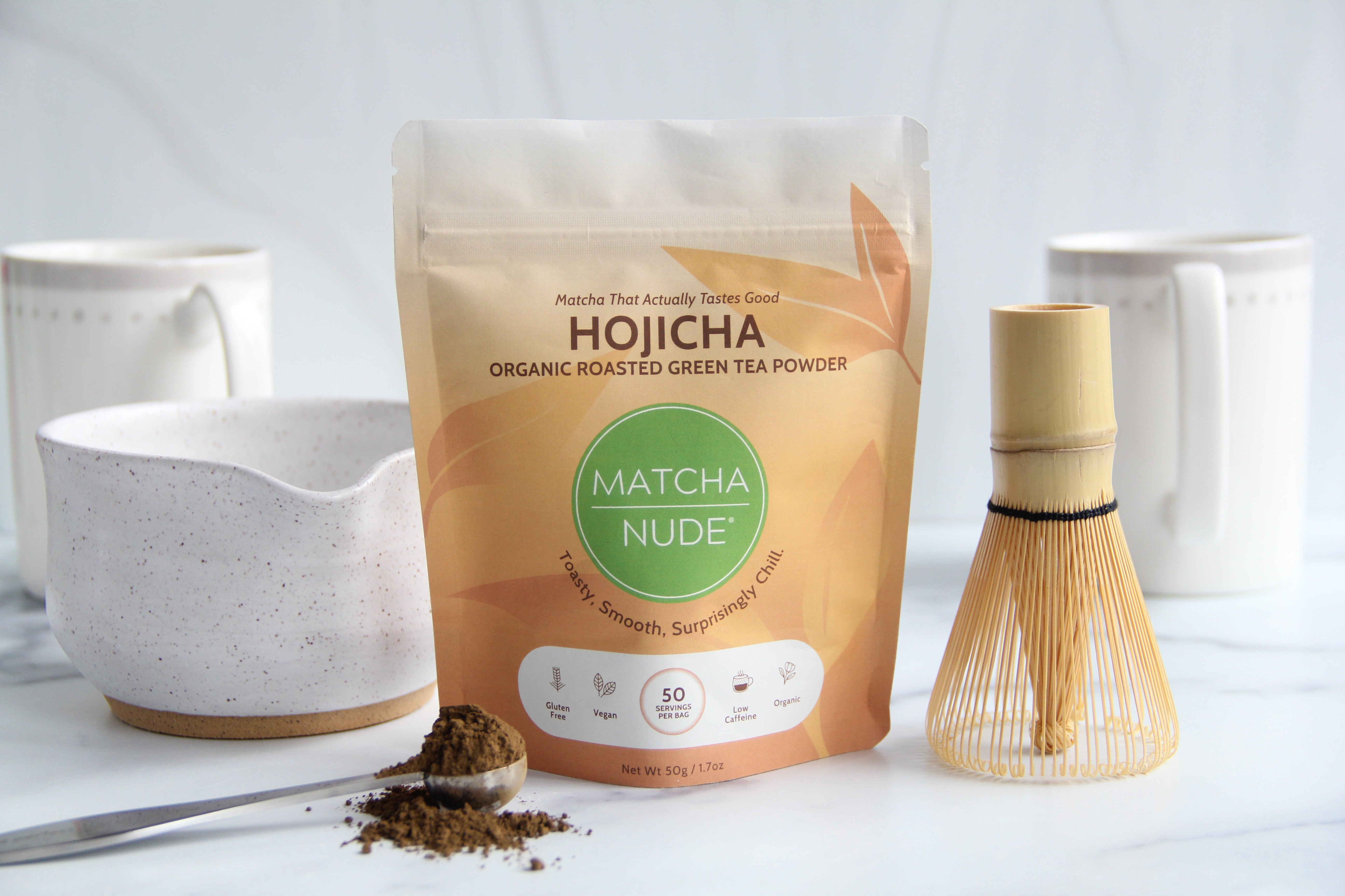 Organic Hojicha Roasted Green Tea 50g, mellow, low‑caffeine roasted flavor